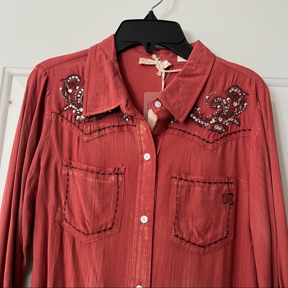 NWT Girls Miss Me Western Embellished Shirt - Picture 2 of 5